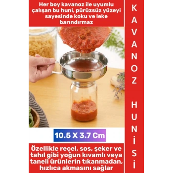 #Huni Ev Mutfak Konserve Reçel Sos Tahıl Baharat Dolumu Koku Yapmaz Kolay Temizlenir Ergonomik Tutma Saplı Askı Delikli Geniş Ağızlı Pratik Kavanoz Hunisi