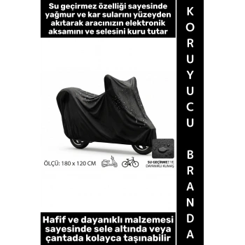 #Branda Hafif Kompakt 4 Mevsim Uyumlu Yağmur Kar Su Toz Kir Yırtılma Aşınmaya Dayanıklı Uv Işını Korumalı Dayanıklı Scooter Bisiklet Motosiklet Koruma Brandası 180 X 120 Cm