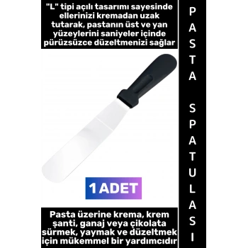#Spatula Ergonomik Tutuş Kaymaz Mutfak Tatlı Kek Krema Krem Şanti Ganaj Çikolata Sos Sürme Kesme Yayma Düzeltme Çelik L Tipi Pastacı Spatulası