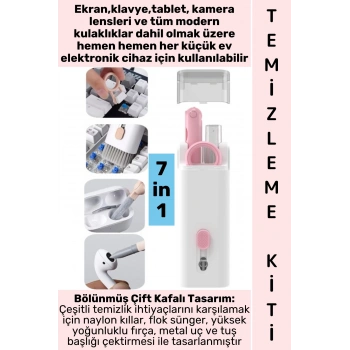 #TemizlemeKiti Profesyonel TV Bilgisayar Kamera Lens Klavye Tuş Çıkarma Tablet Ekran Kulaklık Elektronik Yüksek Yoğunluklu Kıl Sünger Metal Uç Sprey Şişeli Çok Fonksiyonlu 7 in 1 Temizleme Kiti