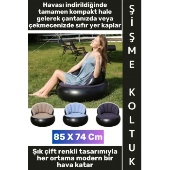 #Koltuk Premium Kompakt Konforlu Ev Bahçe Balkon Kamp Piknik Outdoor Plaj Havuz Kenarı Oyun Odası Yumuşak Kadife Dokulu Terletmez Kumaş Katlanabilir Şişme Tekli Koltuk