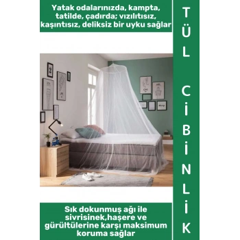 #Cibinlik Ev Çocuk Yatak Odası Kamp Tatil Sivrisinek Haşere Vızıltı Ses Önleyici Kaliteli Rahat Uyku Sağlayan Kolay Takılabilir Şık Estetik Pratik Tül Cibinlik 200 X 800 X 60 Cm