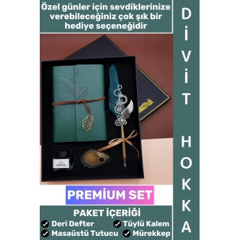 #Hediye Nostaljik Babalar Anneler Öğretmenler Günü Sevgili Eş Nişanlı Arkadaş Günlük Hatıra Okul Yıl Sonu Hediye Şık Kutulu Vintage Deri Defterli Mürekkep Hediyeli Tüylü Divit Hokka Özel Premium Set