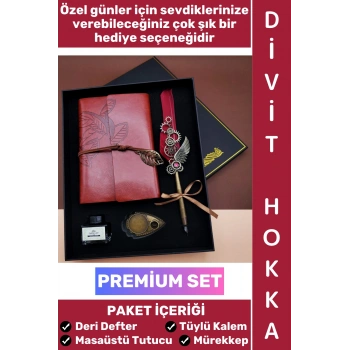 #Hediye Hediye Babalar Anneler Öğretmenler Günü Sevgili Eş Nişanlı Arkadaş Nostaljik Günlük Hatıra Okul Yıl Sonu Vintage Deri Defterli Mürekkep Hediyeli Şık Kutulu Tüylü Divit Hokka Premium Özel Set