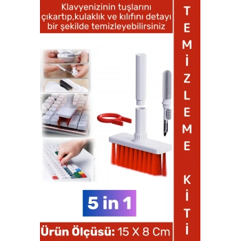 #TemizlemeKiti Profesyonel Klavye Tuş Çıkarma Tablet Ekran Kulaklık Kılıf Temizleyici Elektronik Yüksek Yoğunluklu Kıl Çok Fonksiyonlu Temizleme Fırçası Kiti 5 in 1