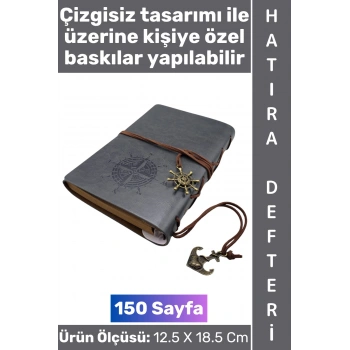 #Defter Okul Ofis Günlük Not Ajanda Hatıra Anı Tutma Eş Sevgili Anneler Babalar Öğretmenler Günü Çok Şık Dekoratif Hediyelik Pusula Detaylı Çizgisiz Gri Deri Defter