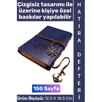 #Defter Okul Ofis Günlük Not Ajanda Hatıra Anı Tutma Eş Sevgili Anneler Babalar Öğretmenler Günü Çok Şık Dekoratif Hediyelik Pusula Detaylı Çizgisiz Lacivert Deri Defter