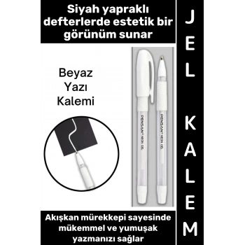 #Kalem Sızdırmaz Kapak Akıcı Mürekkep Yumuşak Yazım Siyah Kara Deftere Yazım İçin Günlük Not Anı Hatıra Şiir Dekoratif Hediyelik Çok Şık 1 Mm Elmas Uç Beyaz Jel Kalem