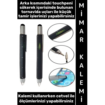 #Kalem Dekoratif Hediyelik Okul Ders Mimar Mühendis Teknik Çizim Mıknatıslı Kolay Tak Çıkar Düz Yıldız Tornavida Uçlu Cetvel Detaylı Çok Fonksiyonlu Şık Metal Tükenmez Kalem