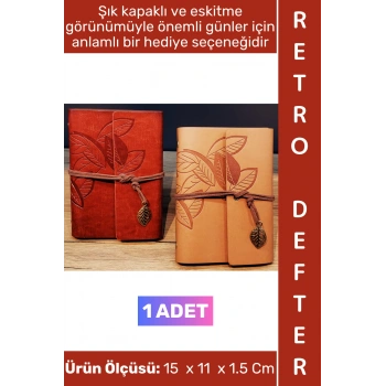 #Defter Dekoratif Okul Ofis Hediyelik Günlük Not Ajanda Hatıra Anı Tutma Çok Şık Eskitme Görünümlü Kapaklı Retro Deri Defter 15 X 11 Cm