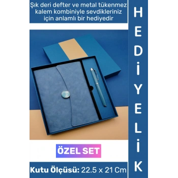 #Defter Okul Ofis Günlük Not Ajanda Hatıra Anı Tutma Eş Sevgili Anneler Babalar Öğretmenler Günü Dekoratif Çok Şık Mıknatıslı Kutu Hediyelik Çantalı Siyah Deri Defter Tükenmez Kalem Premium Set