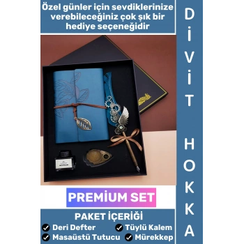 #Hediye Nostaljik Babalar Anneler Öğretmenler Günü Sevgili Eş Nişanlı Arkadaş Okul Yıl Sonu Hediye Günlük Hatıra Şık Kutulu Vintage Deri Defterli Mürekkep Hediyeli Tüylü Divit Hokka Özel Premium Set