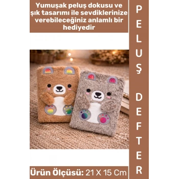 #Defter Dekoratif Eş Sevgili Hediyelik Okul Anı Not Hatıra Günlük Tutma Estetik Çok Şık 75 Sayfa 150 Yapraklı Sevimli Peluş Çizgili Defter 21 X 15 Cm