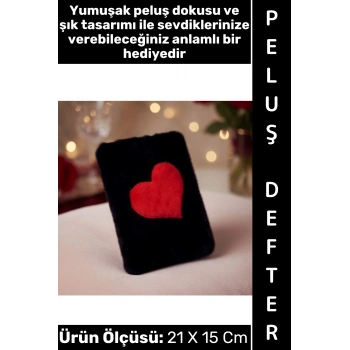 #Defter Dekoratif Eş Sevgili Hediyelik Okul Anı Not Hatıra Günlük Tutma Estetik Çok Şık 75 Sayfa 150 Yapraklı Sevimli Kalpli Siyah Peluş Çizgili Defter 21 X 15 Cm