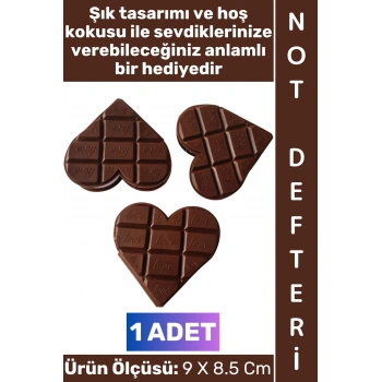 #Defter Dekoratif Sevgili Eş Nişanlı Anlamlı Hediye Okul Günlük Ders Şık Estetik Çikolata Görünümlü Kalp Tasarımlı Kokulu Kahverengi Mini Not Defteri