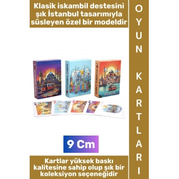 #Oyun Premium Kalite Kolay Yıpranmaz Suya Yırtılmaya Dayanıklı Koleksiyon Çok Şık Hatıra Hediyelik İstanbul Tasarımlı Klasik Deste Kağıt Oyunu Renkli İskambil Kartları