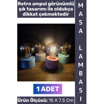 #MasaLambası Dekoratif Hediyelik Obje Dekor Ev Ofis Aydınlatma Çocuk Bebek Yatak Odası Şık Estetik Nostaljik Retro Ampul Tasarımlı Pilli Gece Masa Lambası