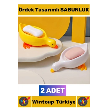 #Sabunluk Kompakt Dayanıklı Sert Plastik Mutfak Banyo Cafe Tuvalet Lavabo Su Birikme Önleyici Delikli Uzun Ömürlü Çok Şık Sevimli Ördek Tasarımlı Sabunluk 2 Adet