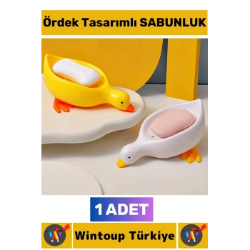 #Sabunluk Kompakt Dayanıklı Sert Plastik Mutfak Banyo Cafe Tuvalet Lavabo Su Birikme Önleyici Delikli Uzun Ömürlü Çok Şık Sevimli Ördek Tasarımlı Sabunluk
