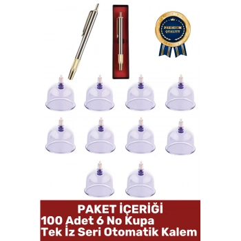 #Hacamat Geleneksel Tedavi 100 Adet 6 No Selülit Çatlak Giderici Vakumlu Kupa Seri 1 Adet Yüz Hassas Bölge Uyumlu Tek İz Otomatik Kalem Premium Hacamat Seti