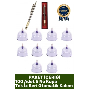 #Hacamat Geleneksel Tedavi 100 Adet 5 No Selülit Çatlak Giderici Vakumlu Kupa Seri 1 Adet Yüz Hassas Bölge Uyumlu Tek İz Otomatik Kalem Premium Hacamat Seti