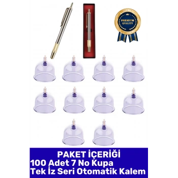 #Hacamat Geleneksel Tedavi 100 Adet 7 No Selülit Çatlak Giderici Vakumlu Kupa Seri 1 Adet Yüz Hassas Bölge Uyumlu Tek İz Otomatik Kalem Premium Hacamat Seti