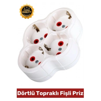 #Priz Premium Kompakt Hafif Taşınabilir Ev Ofis Atölye Bilgisayar Elektronik Pratik Hızlı Bağlantı Elektrik Kaçaklarına Karşı Güvenli Dörtlü Topraklı Fişli Priz