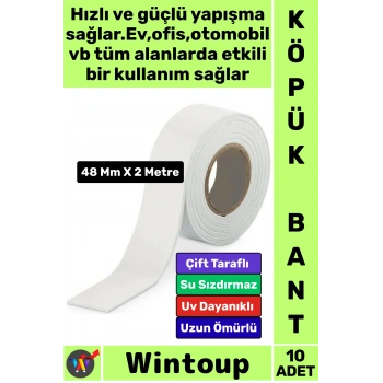 #Bant Profesyonel İç Mekan Süper Güçlü Yapışkan Metal Plastik Duvar Ahşap Boru Araç İçi Vidaya Alternatif Çok Yönlü Kullanım 48 Mm X 2 Metre Çift Taraflı Köpük Bant 10 Adet