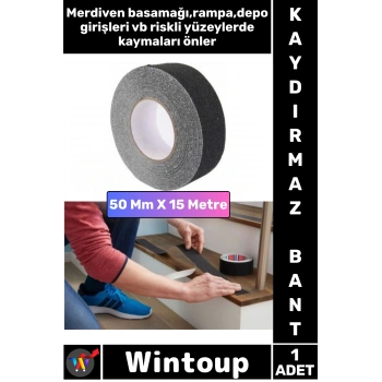 #Bant Profesyonel Ultra Güçlü Yapışkan Isg Iş Yeri Ev Depo Atölye Rampa Kaygan Zemin Merdiven Kayma Önleyici Koruyucu 50 Mm x 15 Metre Siyah Kaydırmaz Bant 1 Adet