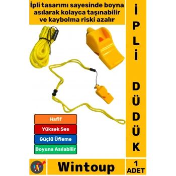 #Düdük Premium Hafif Kamp Outdoor Dağcılık Avcılık Köpek Eğitimi Futbol Basketbol Voleybol Yüzme Atletizm Hakem Maç Antrenman Yüksek Sesli Güçlü Üflemeli Boyuna Asılabilir İpli Düdük