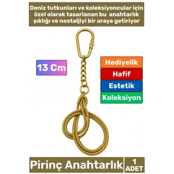 #Anahtarlık Özel Üretim Denizci Temalı Marin Sevgili Babalar Öğretmenler Günü Dekoratif Hediyelik Koleksiyon Estetik Antika Görünümlü Pirinç Halat Düğümü Tasarımlı Anahtarlık 13 Cm
