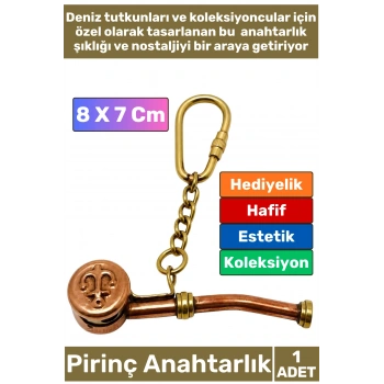 #Anahtarlık Pirinç Denizci Temalı Marin Sevgili Babalar Öğretmenler Günü Dekoratif Hediyelik Koleksiyon Estetik Antika Görünümlü Çok Şık Pirinç Silistre Tasarımlı Anahtarlık 8 X 7 Cm