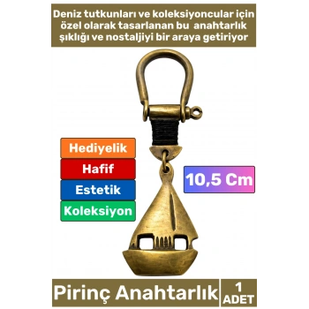 #Anahtarlık Pirinç Denizci Temalı Marin Sevgili Babalar Öğretmenler Günü Dekoratif Hediyelik Koleksiyon Estetik Antika Görünümlü Çok Şık Pirinç Gemi Tasarımlı Anahtarlık 10,5 Cm