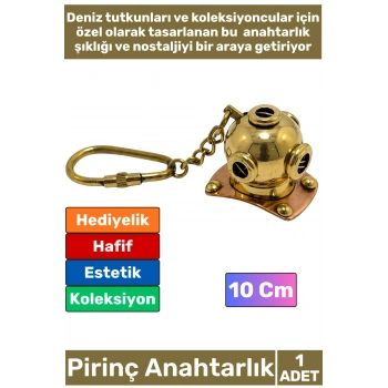 #Anahtarlık Pirinç Denizci Temalı Marin Sevgili Babalar Öğretmenler Günü Dekoratif Hediyelik Koleksiyon Estetik Antika Görünümlü Çok Şık Pirinç Dalgıç Başlığı Tasarımlı Anahtarlık 10 Cm
