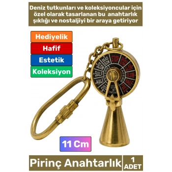#Anahtarlık Pirinç Denizci Temalı Marin Sevgili Babalar Öğretmenler Günü Dekoratif Hediyelik Koleksiyon Estetik Antika Görünümlü Çok Şık Pirinç Makine Telgrafı Tasarımlı Anahtarlık 11 Cm