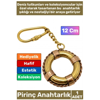 #Anahtarlık Pirinç Denizci Temalı Marin Sevgili Babalar Öğretmenler Günü Dekoratif Hediyelik Koleksiyon Estetik Antika Görünümlü Çok Şık Pirinç Can Simidi Tasarımlı Anahtarlık 12 Cm