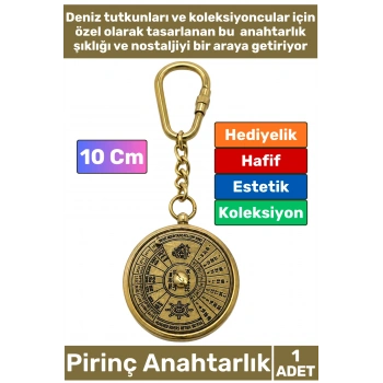#Anahtarlık Pirinç Denizci Temalı Marin Sevgili Babalar Öğretmenler Günü Dekoratif Hediyelik Koleksiyon Estetik Antika Görünümlü Çok Şık Pirinç Cep Takvimi Tasarımlı Anahtarlık 10 Cm