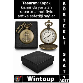 #Saat Retro 4x5 Cm Klasik Koleksiyonluk Hediyelik Özel Kutulu Gümüş Şık Çapalı Tasarım Köstekli Saat