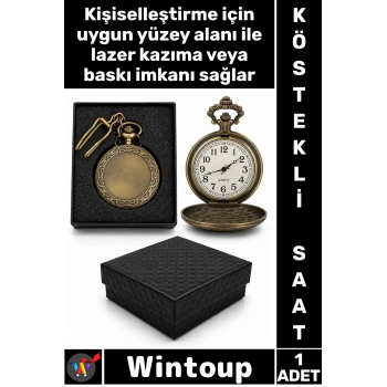 #Saat Retro 4x5 Cm Klasik Koleksiyonluk Hediyelik Özel Kutulu Baskıya Uygun Çok Şık Köstekli Saat