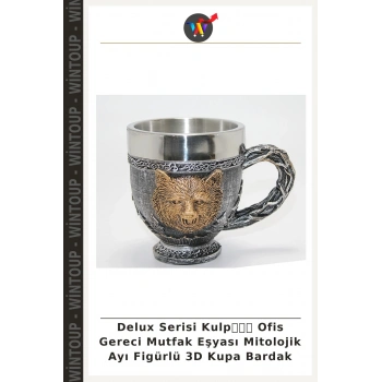 Delux Serisi Ofis Gereci Mutfak Eşyası Mitolojik Ayı Figürlü 3D Kupa Bardak