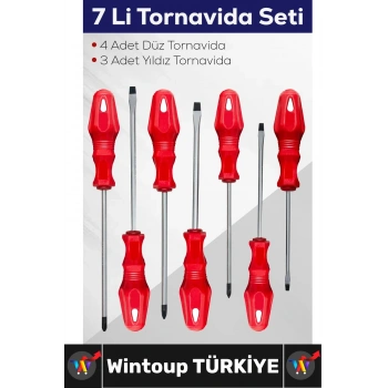#Tornavida Profesyonel Montaj Onarım 7li Tornavida Seti 4 Adet Düz 3 Adet Yıldız Tornavida