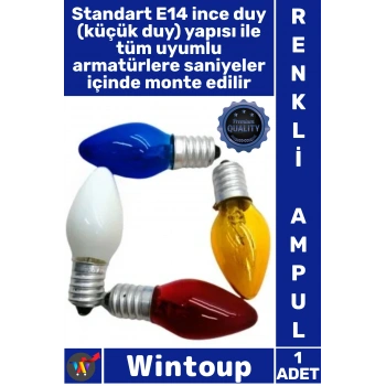 #Ampulü Kalite Tasarruflu Dekoratif Küçük İnce Duy Ambiyans 7W E14 Duy Renkli Gece Lambası Ampulü