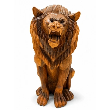 Ahşap El Oyması Aslan Figürü 80 Cm No:8
