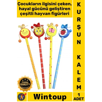 #Kalem Renkli Hayvan Tasarımı Doğal Ergonomik Çocuk Hediye Okul Ahşap Şık Figürlü Kurşun Kalem