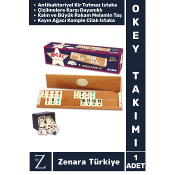 Aile Ev Arkadaş Kahve Cafe Kamp Piknik Oyun Dayanıklı Kir Tutmaz Kayın Ağacı 101 OKEY TAKIMI