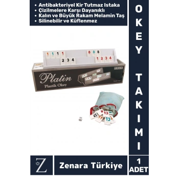 Aile Ev Arkadaş Kahve Cafe Oyun Dayanıklı Antibakteriyel Kir Tutmaz Sert Plastik 101 OKEY TAKIMI