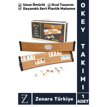 Aile Ev Arkadaş Kahve Cafe Oyun Dayanıklı Kaymaz Antibakteriyel Açık Renk OVAL 101 OKEY TAKIMI