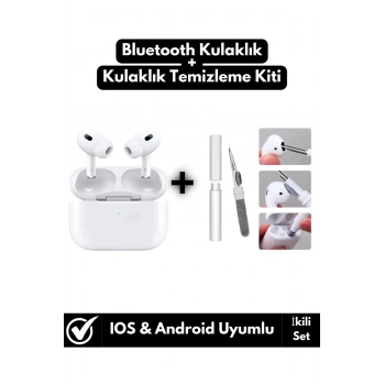 Akıllı Telefon Uyumlu Bluetooth V5 Kulak İçi Kulaklık+Kulaklık Temizleme Seti