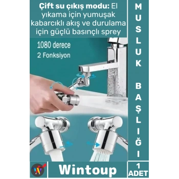 #Musluk 1080 Derece Döner Robotik Kol Mutfak Banyo Lavabo Tasarruflu Filtreli Akrobat Musluk Başlığı