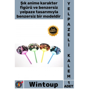 #Kalem Estetik Figürlü Şık Hediyelik Koleksiyonluk Okul Ofis Yeni Anime Yelpazeli Tükenmez Kalem